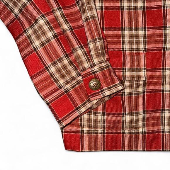 Rare Vintage VTG Flannel Plaid Lightweight Coat with unique buttons womens sz L - Picture 5 of 7